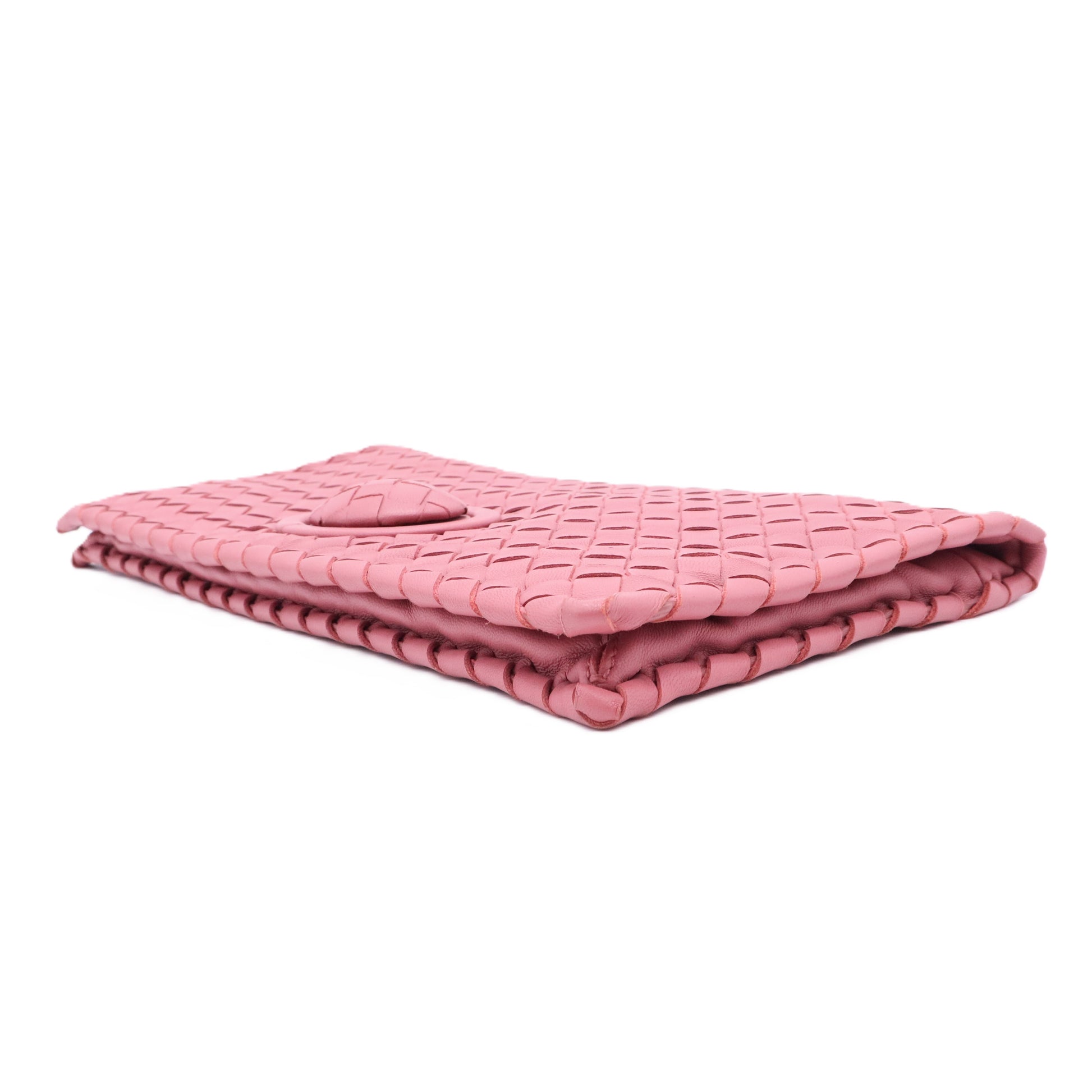 Nappa Intrecciato Turnlock Clutch Flamingo