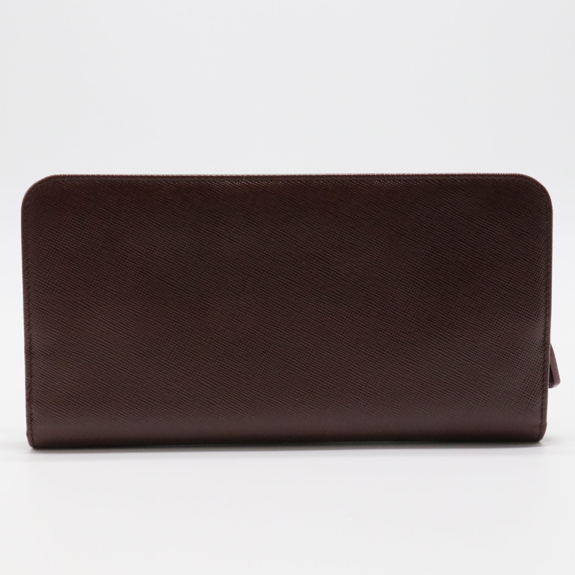 Bruciato Brown Saffiano Leather Zip Around Continental Wallet