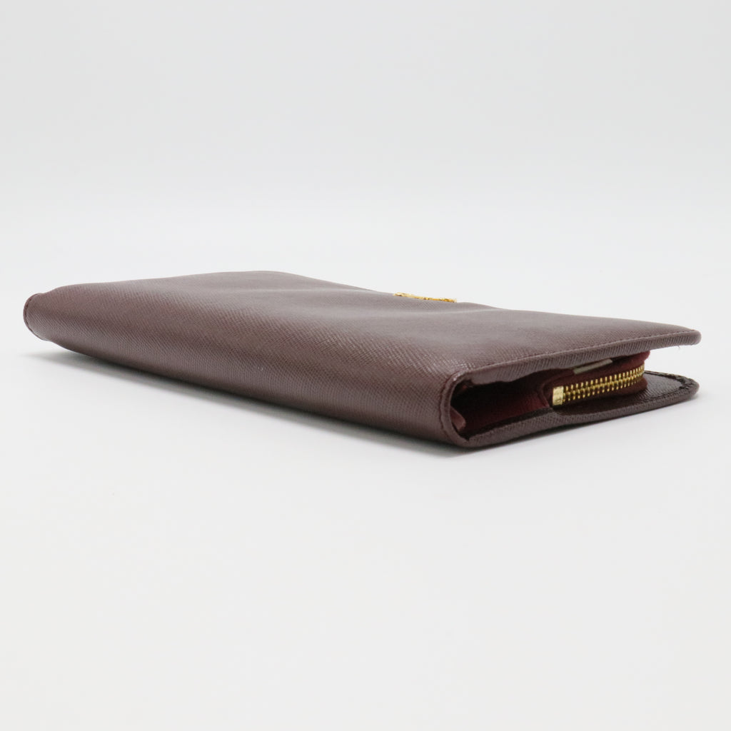 Bruciato Brown Saffiano Leather Zip Around Continental Wallet