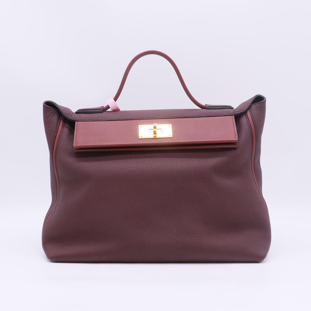 Hermes 24/24 35 Bag Bordeaux & Rouge H Gold Hardware twins LDJ5313