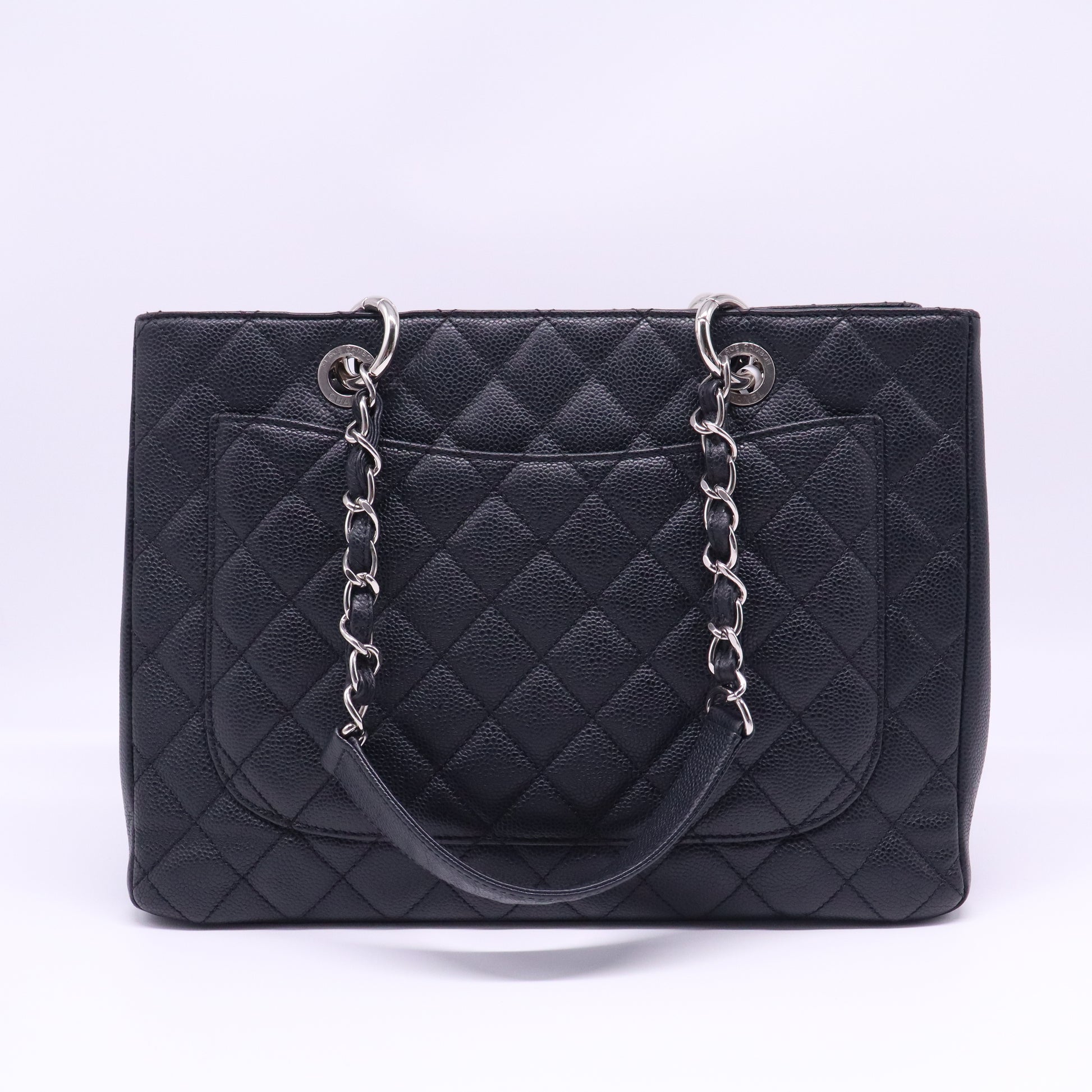 Chanel Black Quilted Caviar Leather Grand Shopping Tote Bag twins B21768
