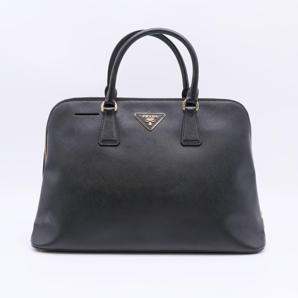 Prada Medium Saffiano Lux Promenade Satchel Bag in Nero (Black) B23050