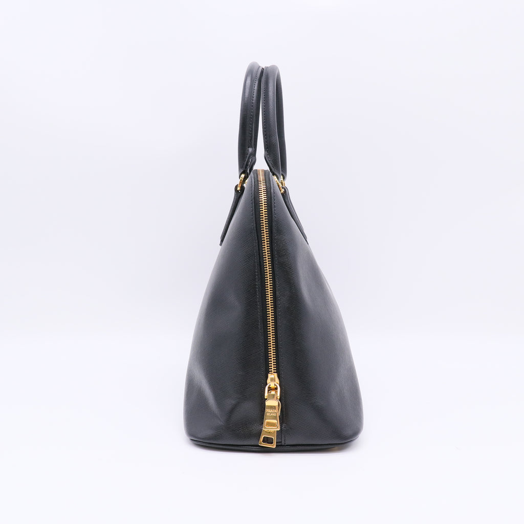 Prada Medium Saffiano Lux Promenade Satchel Bag in Nero (Black) B23050