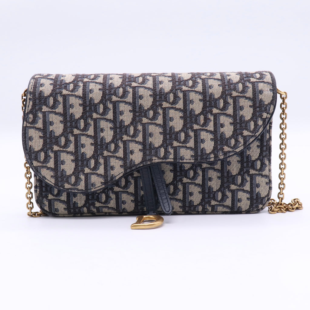 Dior Blue Oblique Jacquard Saddle Pouch twins LDJ3477