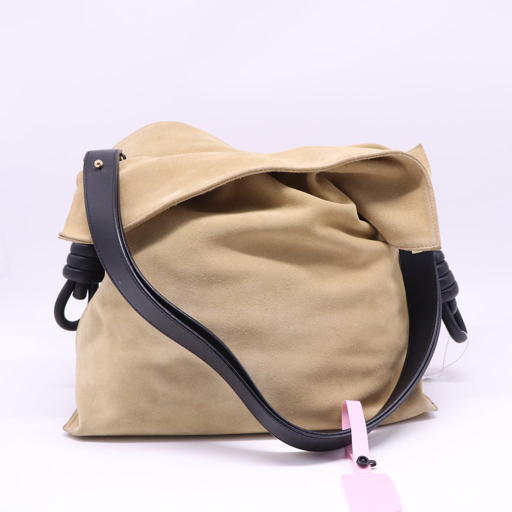 Loewe Flamenco handbag camel suede Twins LDJ4010