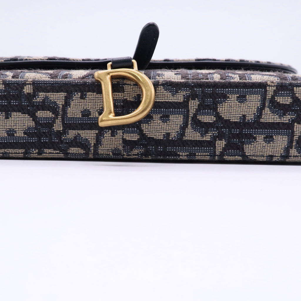 Dior Blue Oblique Jacquard Saddle Pouch twins LDJ3477