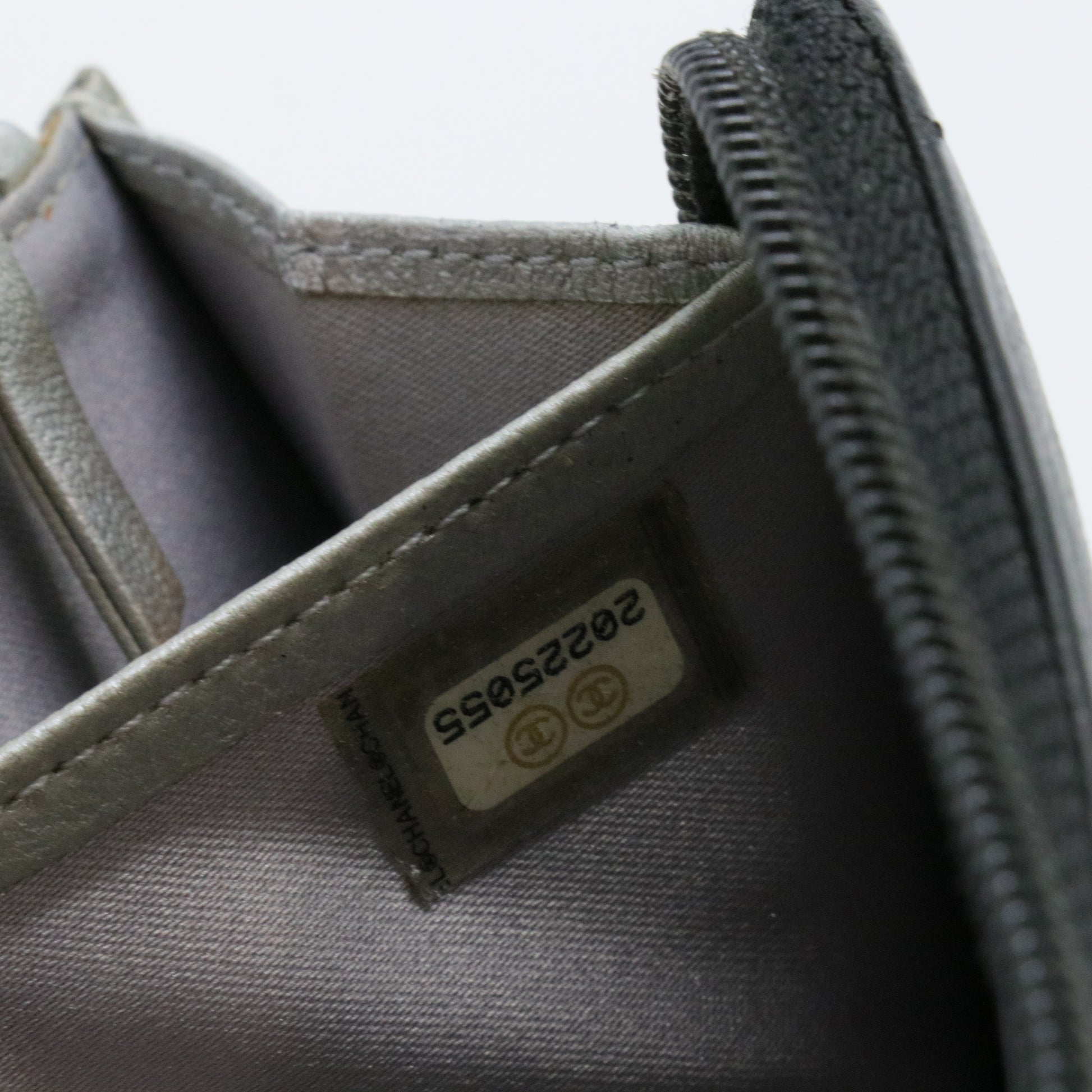 Lambskin Camellia Embossed Large Zip Around Gusset Wallet