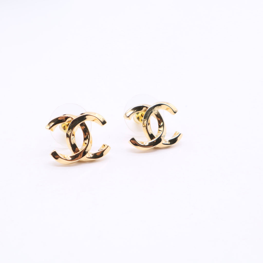 CC Stud Earrings Metal Gold Twins LDJ3474
