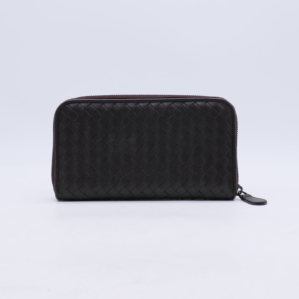 Bottega Veneta Intrecciato Leather Zip Around Wallet W21207