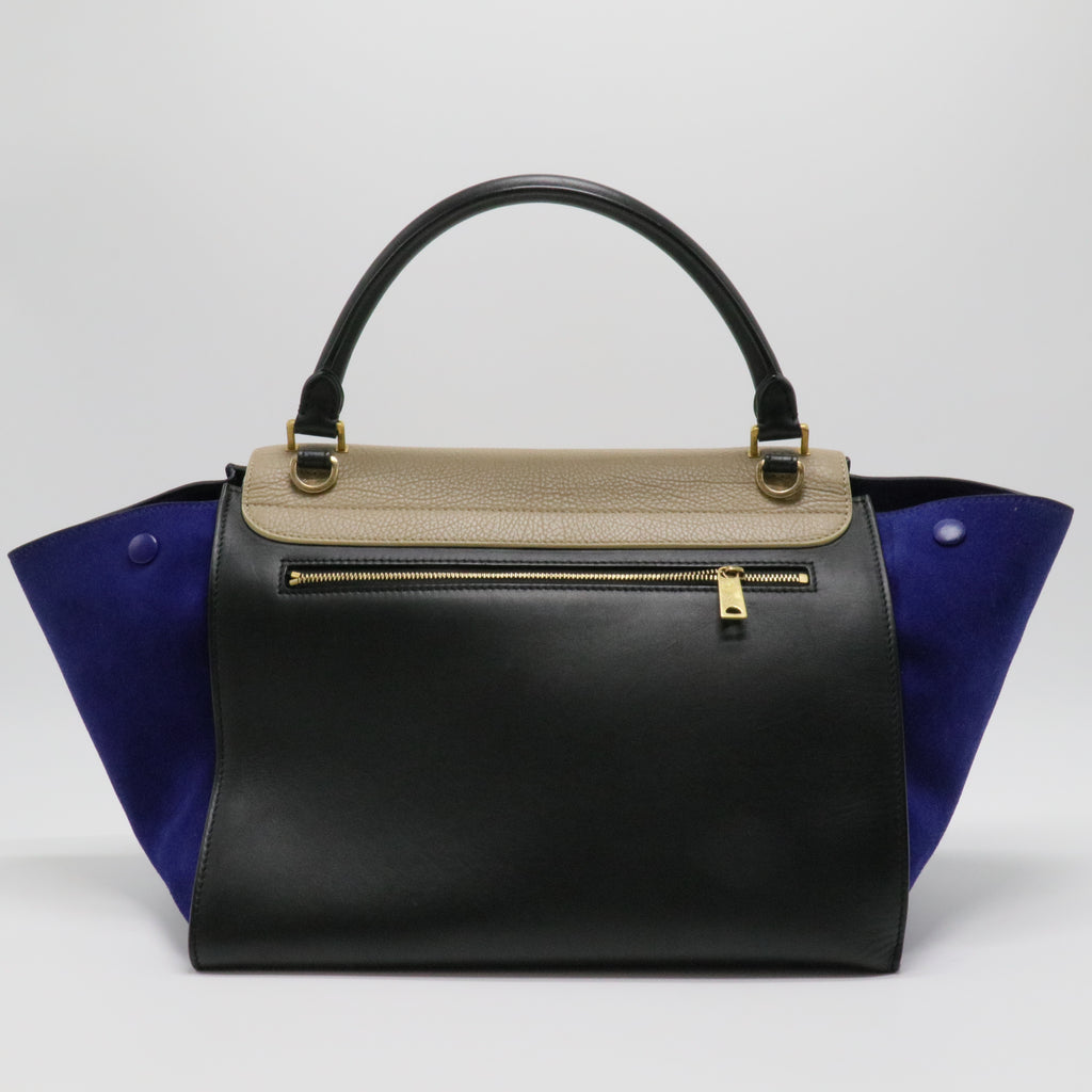 Calfskin Suede Medium Tri-Color Trapeze Sand