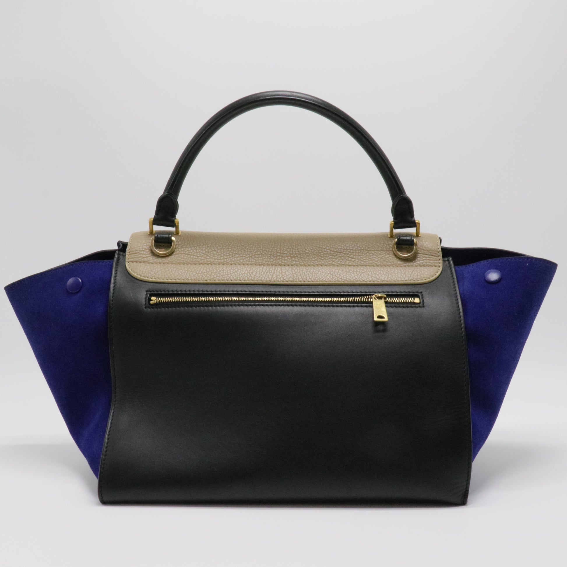 Calfskin Suede Medium Tri-Color Trapeze Sand