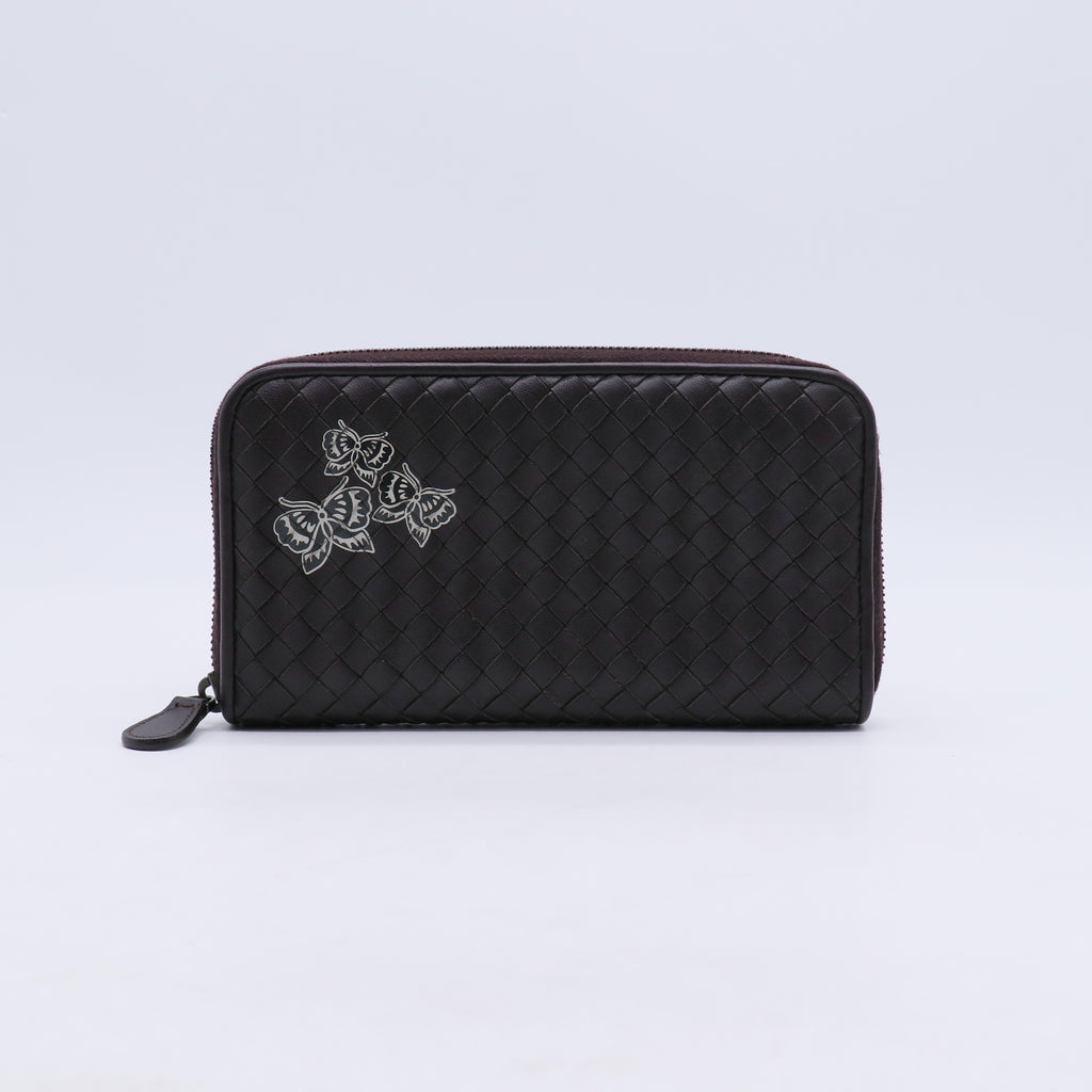 Bottega Veneta Intrecciato Leather Zip Around Wallet W21207