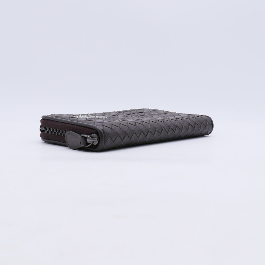 Bottega Veneta Intrecciato Leather Zip Around Wallet W21207