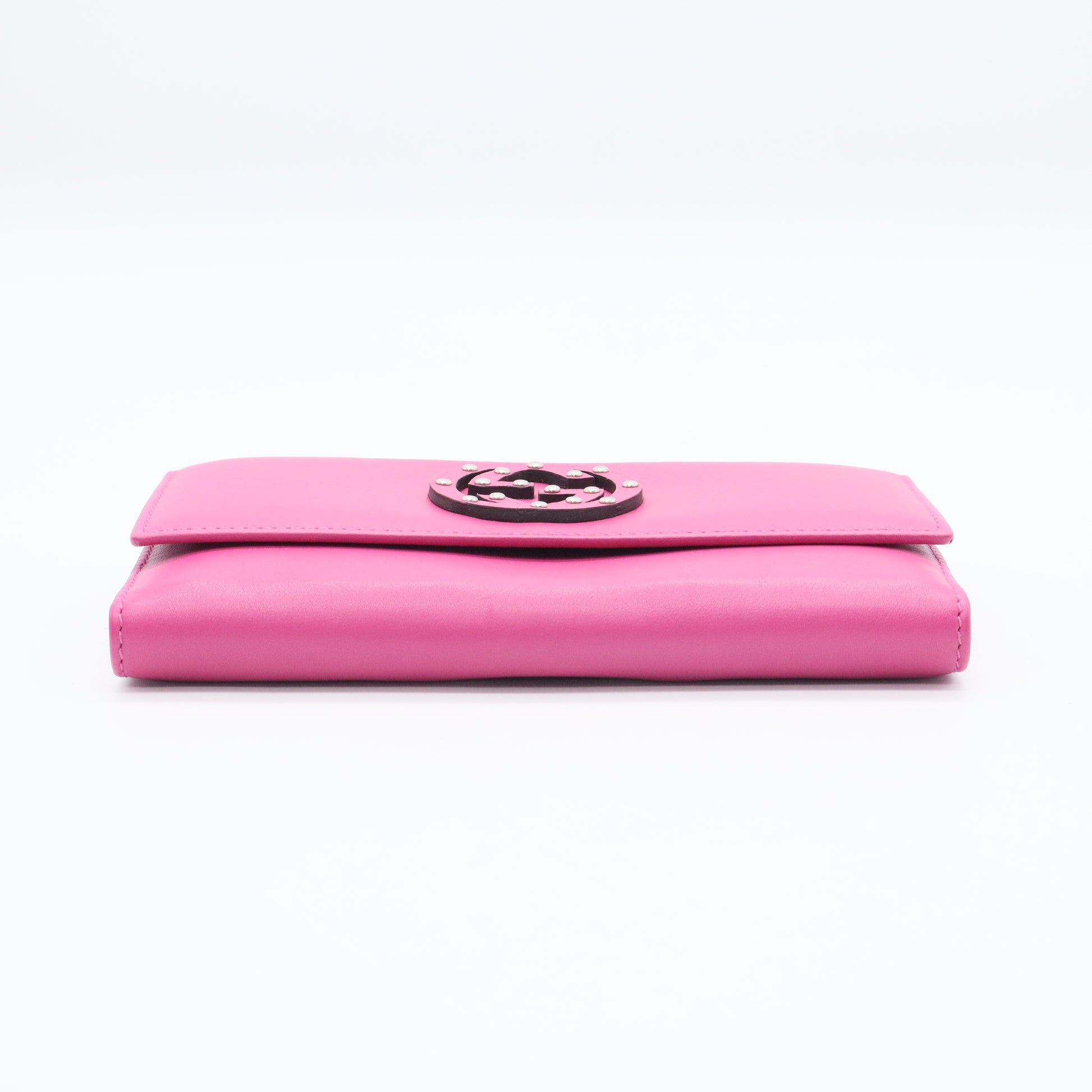 Gucci Interlocking Studded Continental Flap Wallet in a pink
