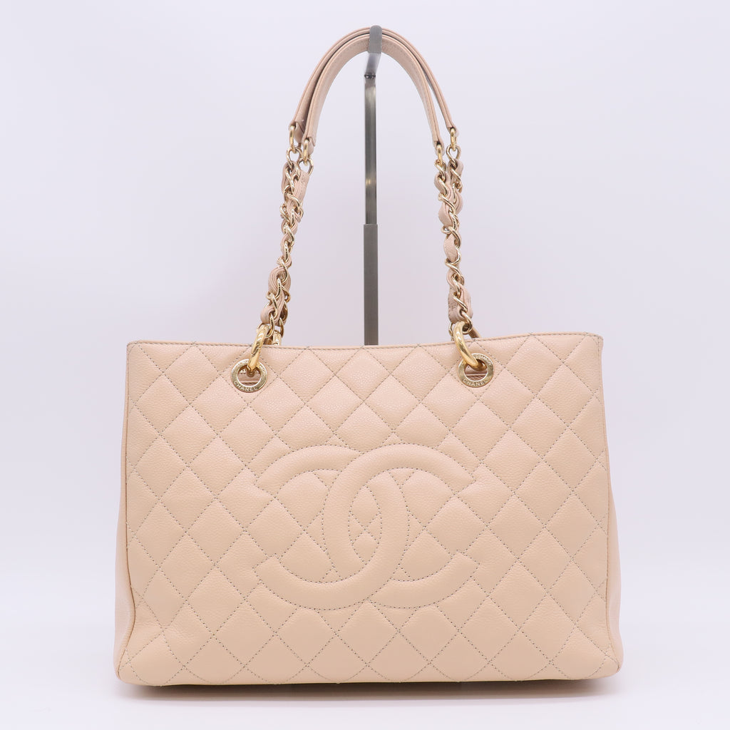 Caviar Quilted Grand Shopping Tote GST Beige Clair B23669