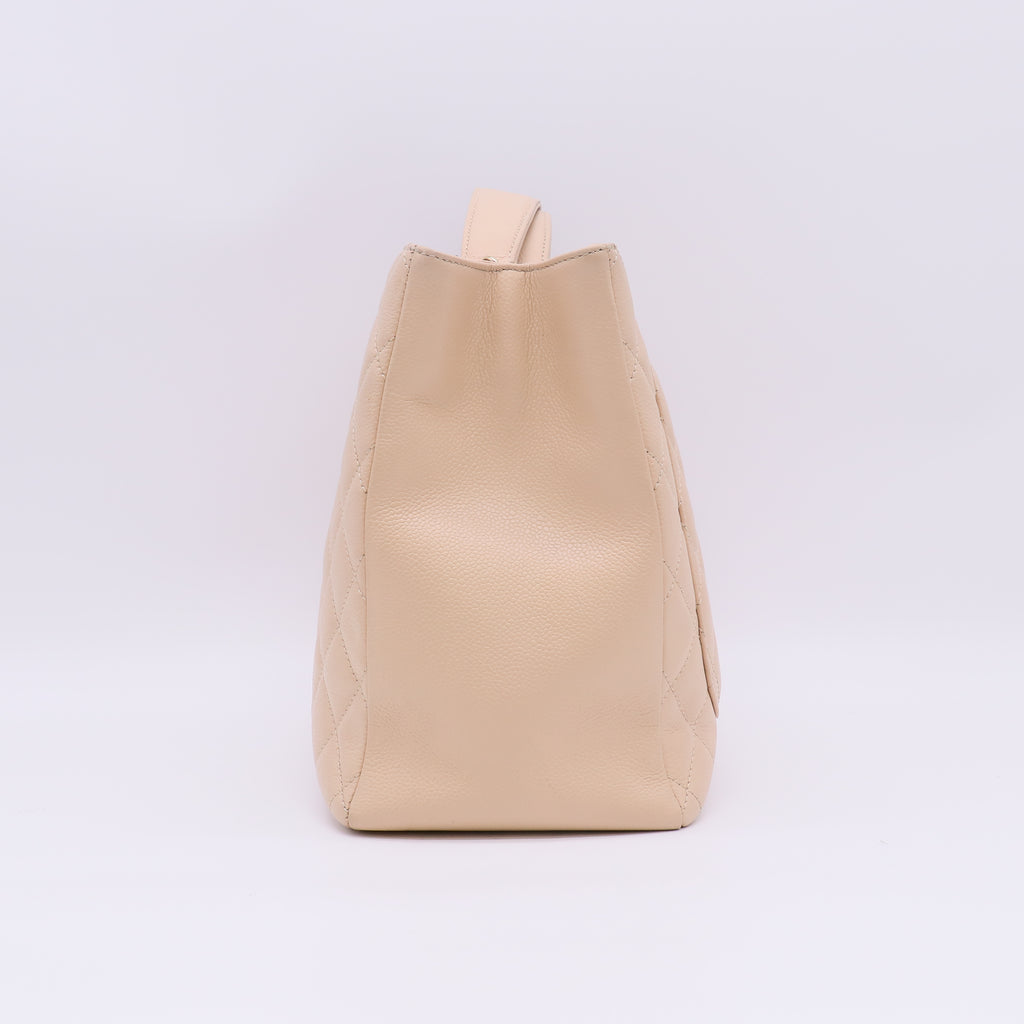 Caviar Quilted Grand Shopping Tote GST Beige Clair B23669