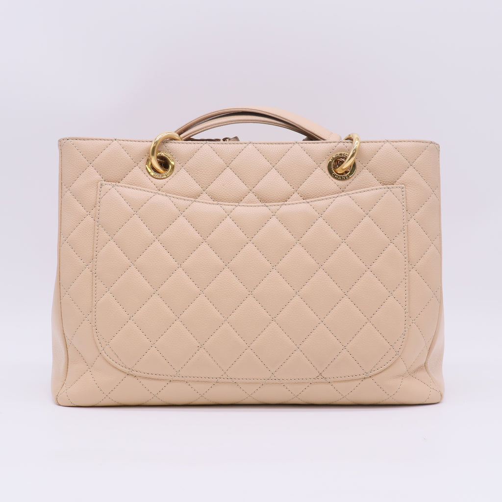 Caviar Quilted Grand Shopping Tote GST Beige Clair B23669