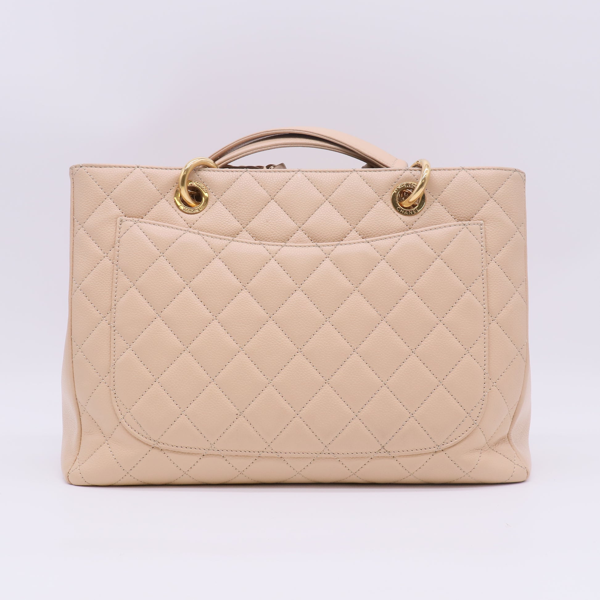 Caviar Quilted Grand Shopping Tote GST Beige Clair B23669
