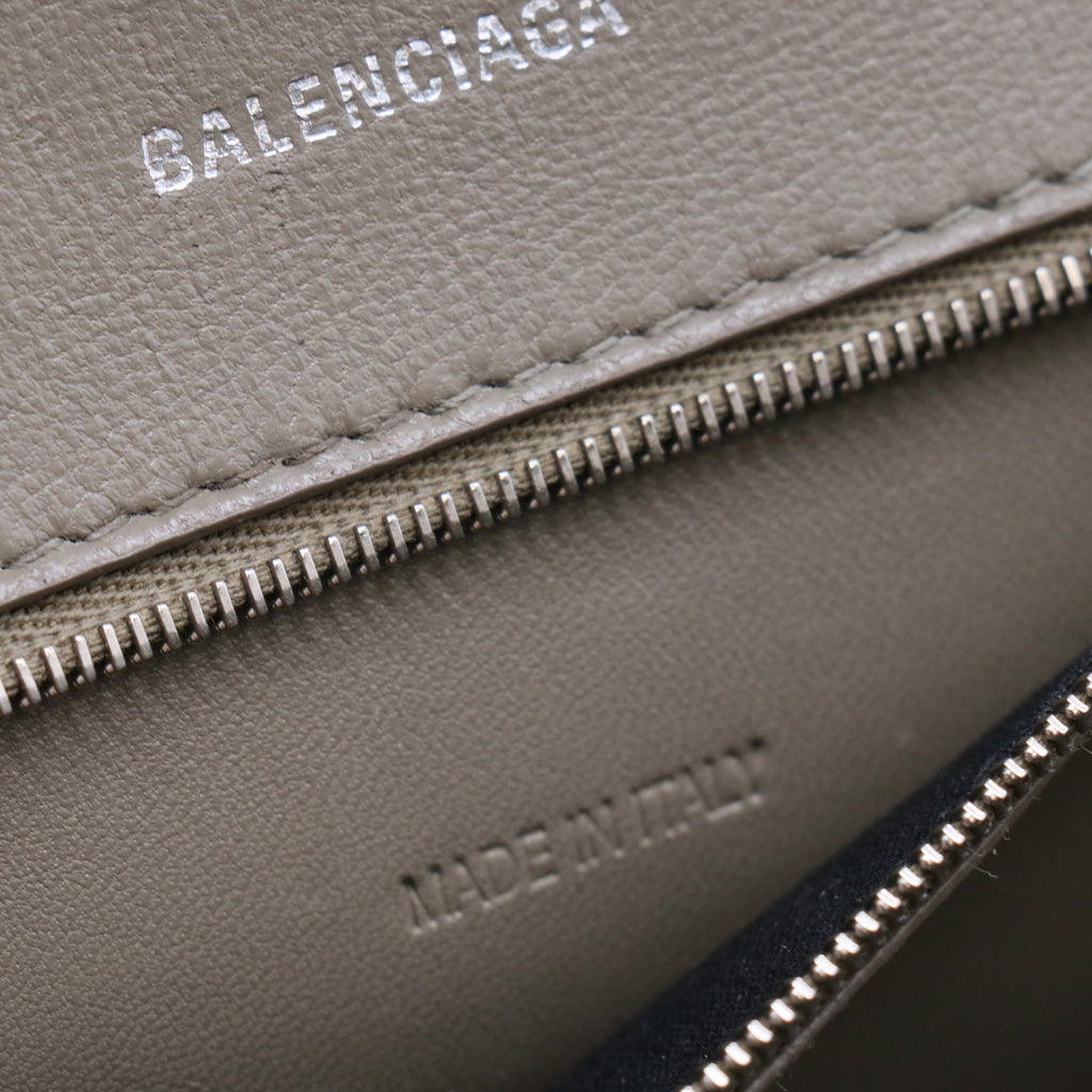 Black/Grey Python Embossed Leather Hourglass Top Handle Bag