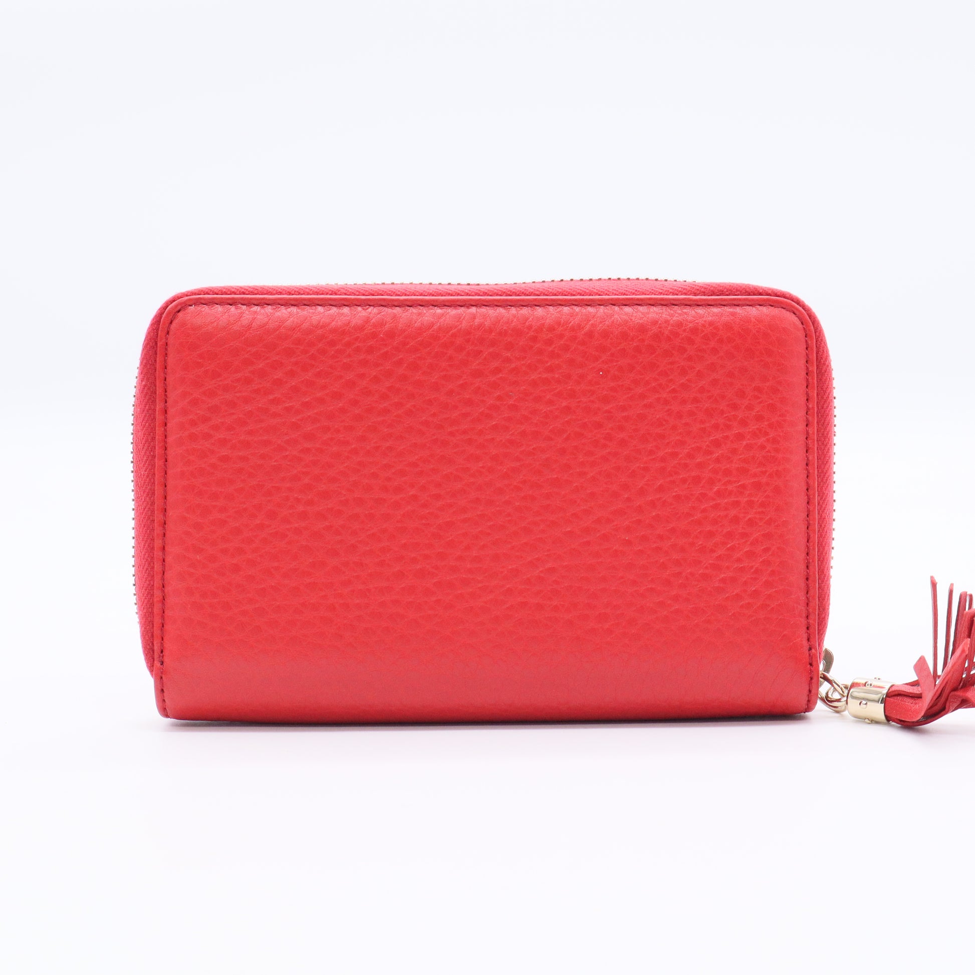 Pebbled Calfskin Soho Compact Disco Zip Around Wallet Tabasco Red