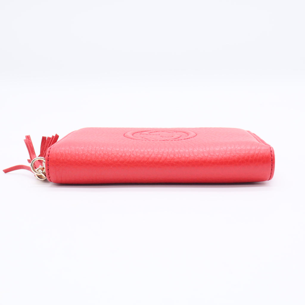 Pebbled Calfskin Soho Compact Disco Zip Around Wallet Tabasco Red