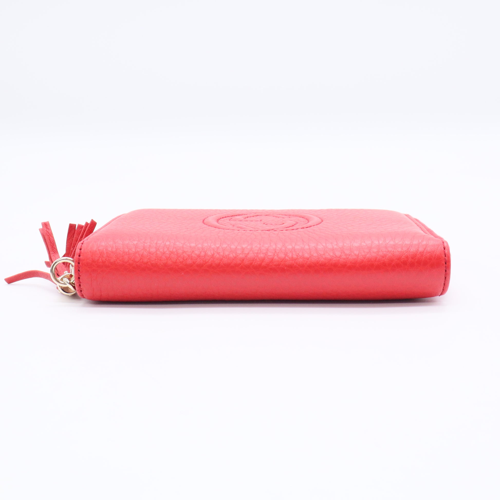 Pebbled Calfskin Soho Compact Disco Zip Around Wallet Tabasco Red