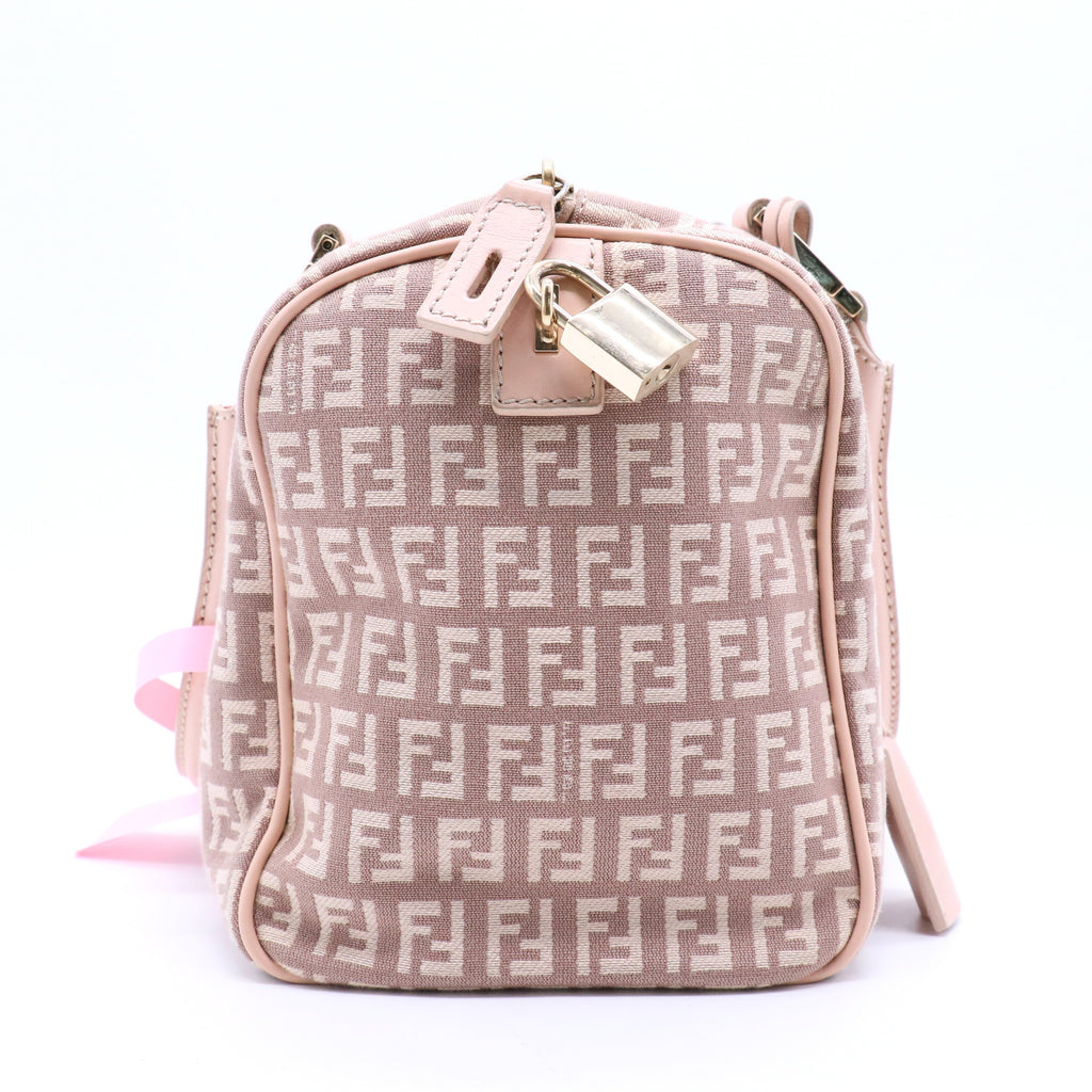 Fendi Handbag in Dark Pink Zucchino Canvas twins