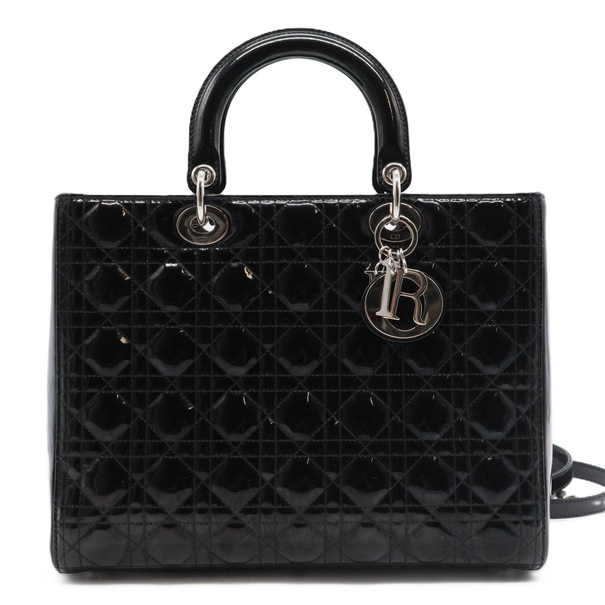 Black Patent Leather Large Lady Dior