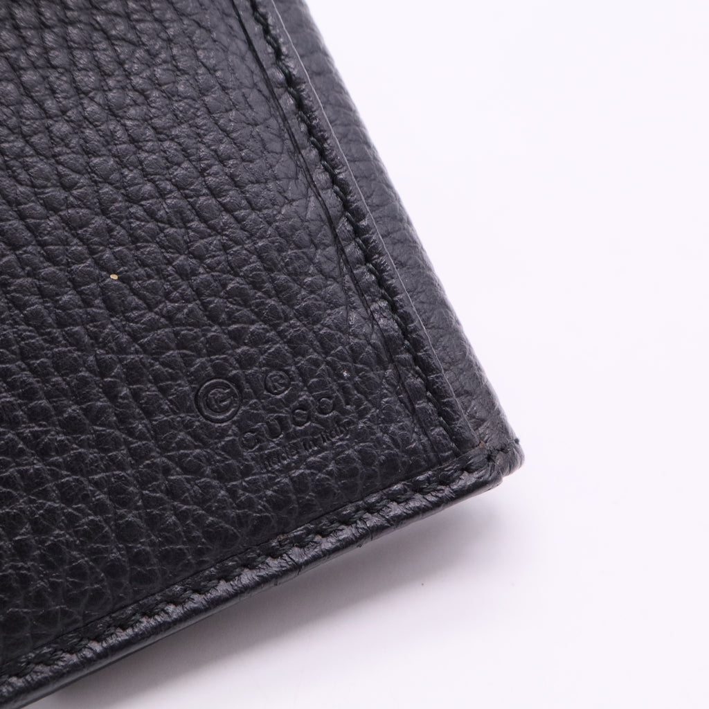 Black Leather Flap Long Wallet