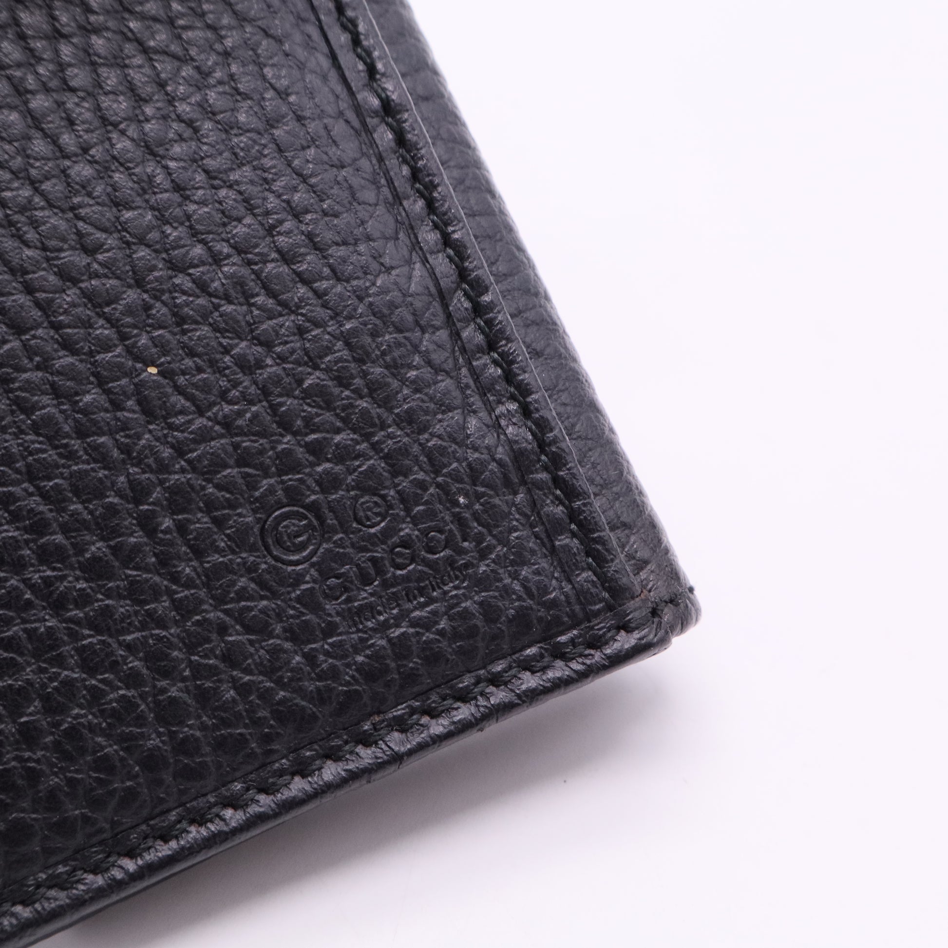 Black Leather Flap Long Wallet