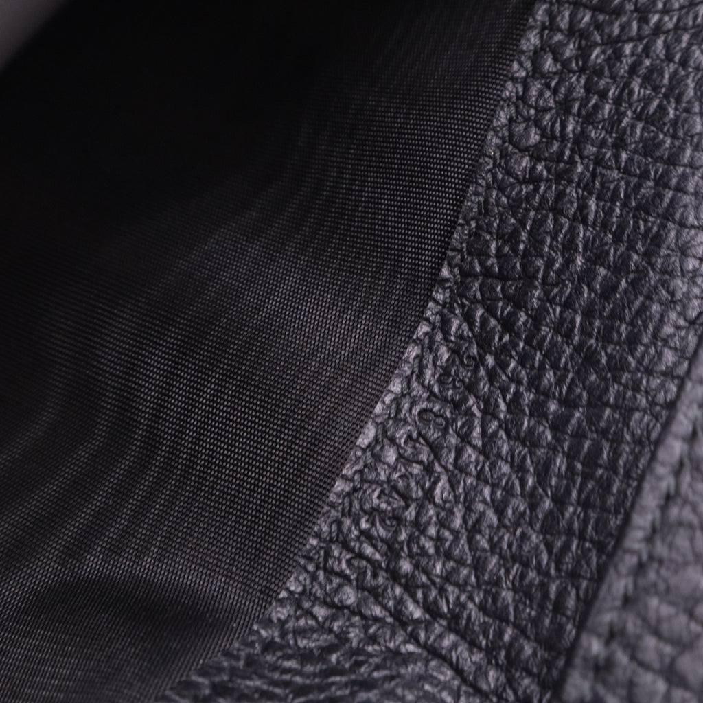 Black Leather Flap Long Wallet