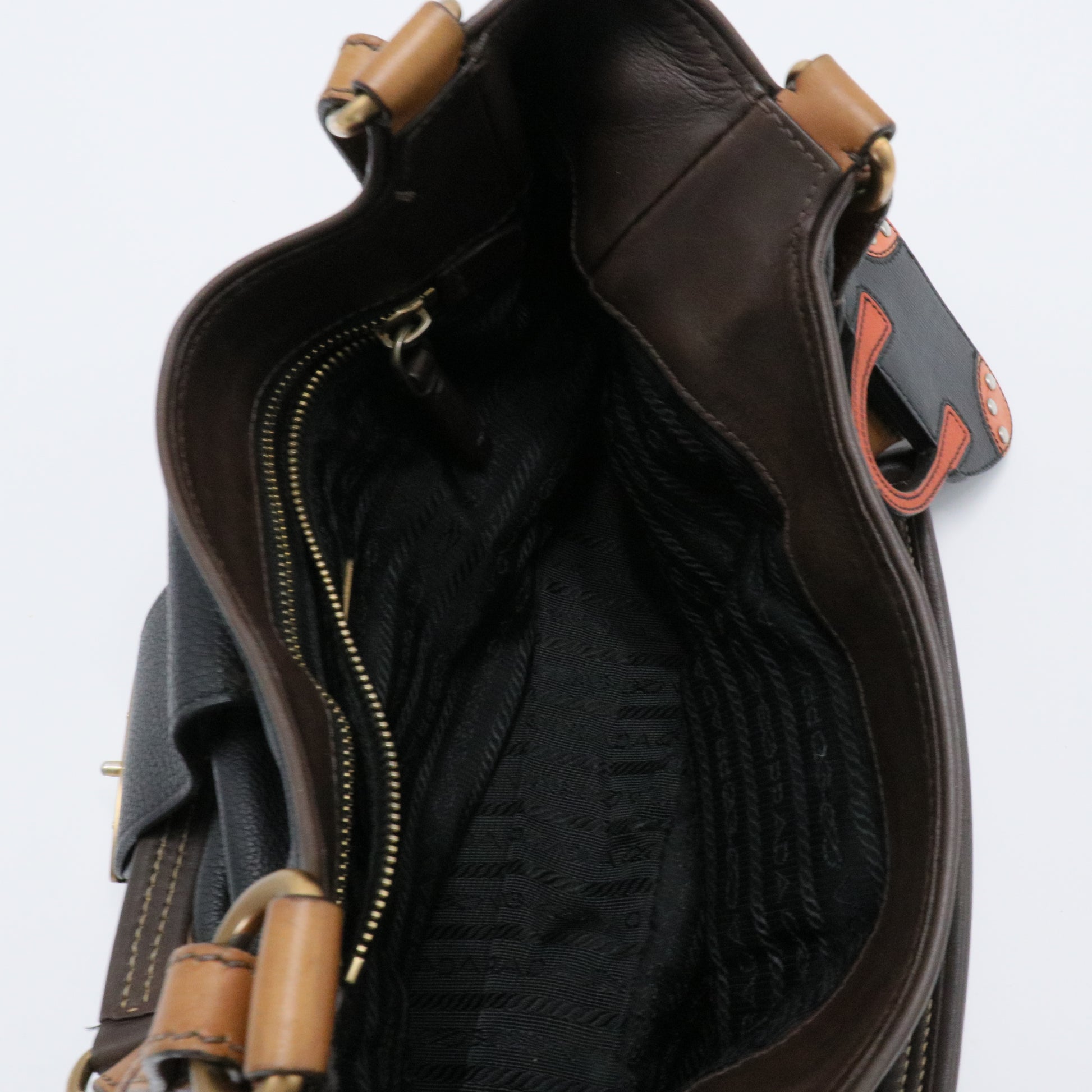 Black/Brown Leather Satchel