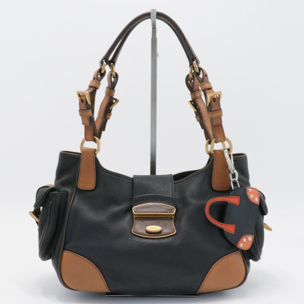 Black/Brown Leather Satchel