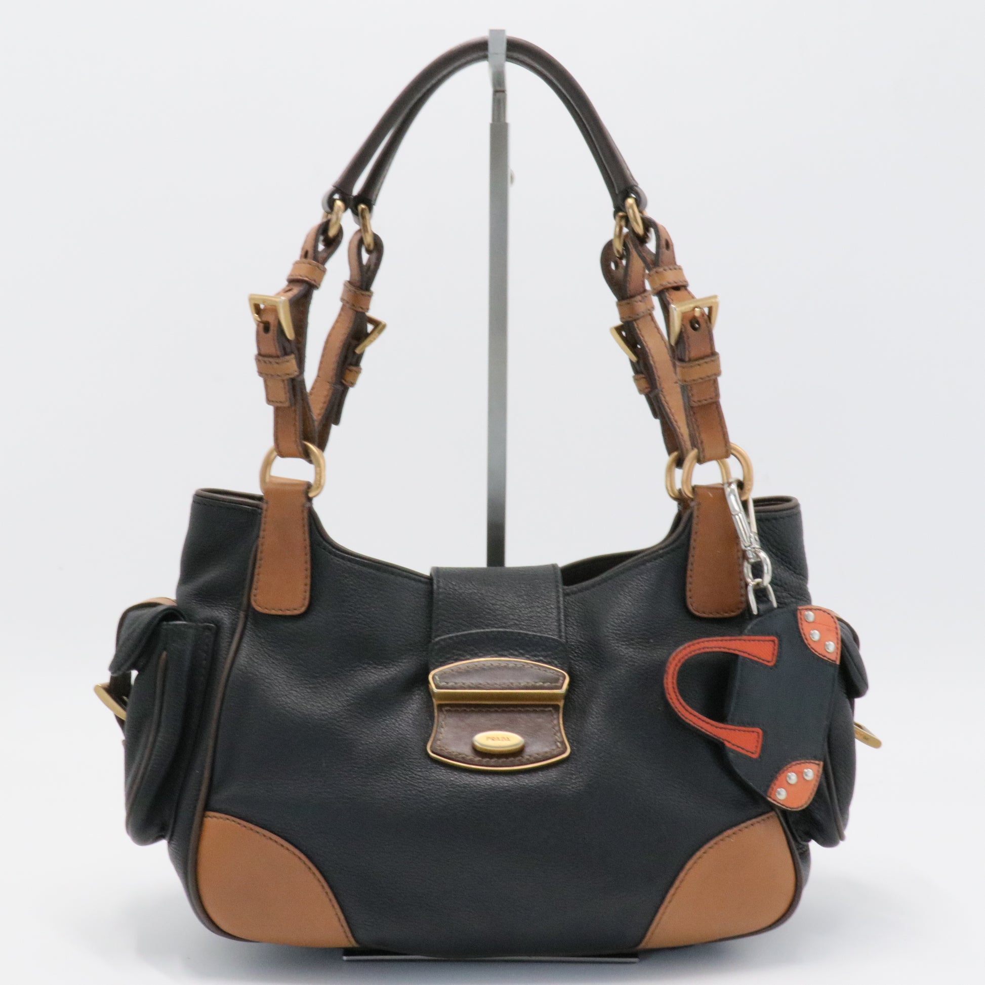 Black/Brown Leather Satchel