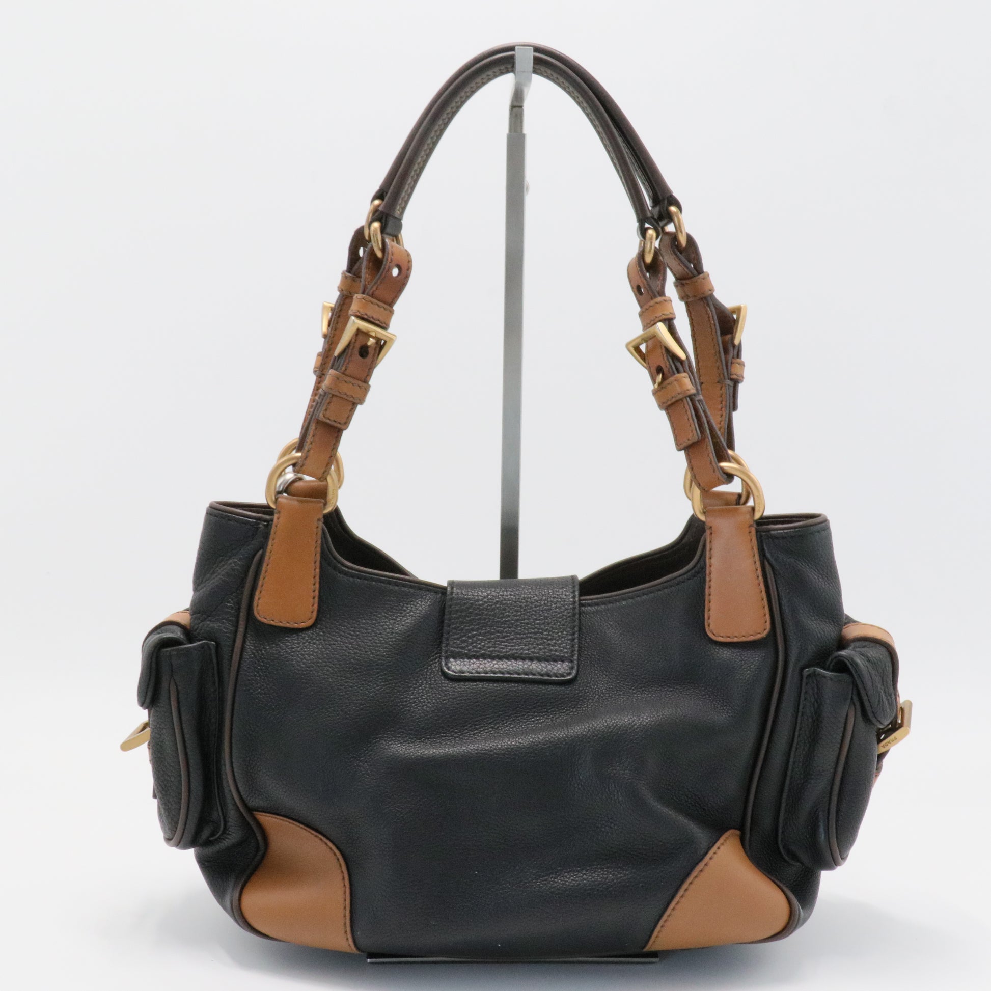 Black/Brown Leather Satchel