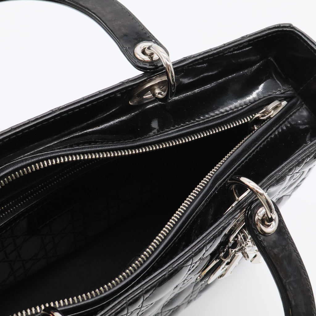 Black Patent Leather Large Lady Dior