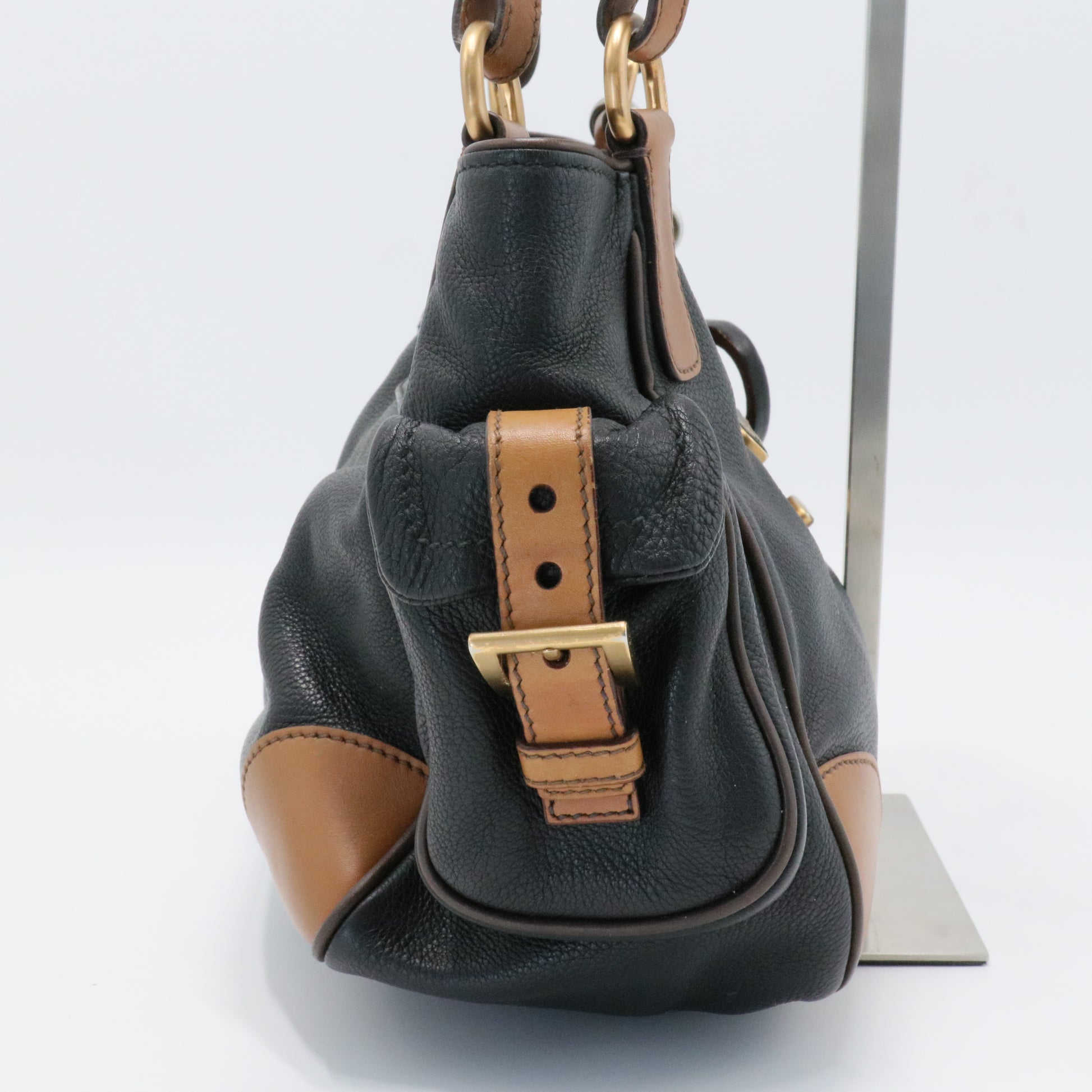 Black/Brown Leather Satchel