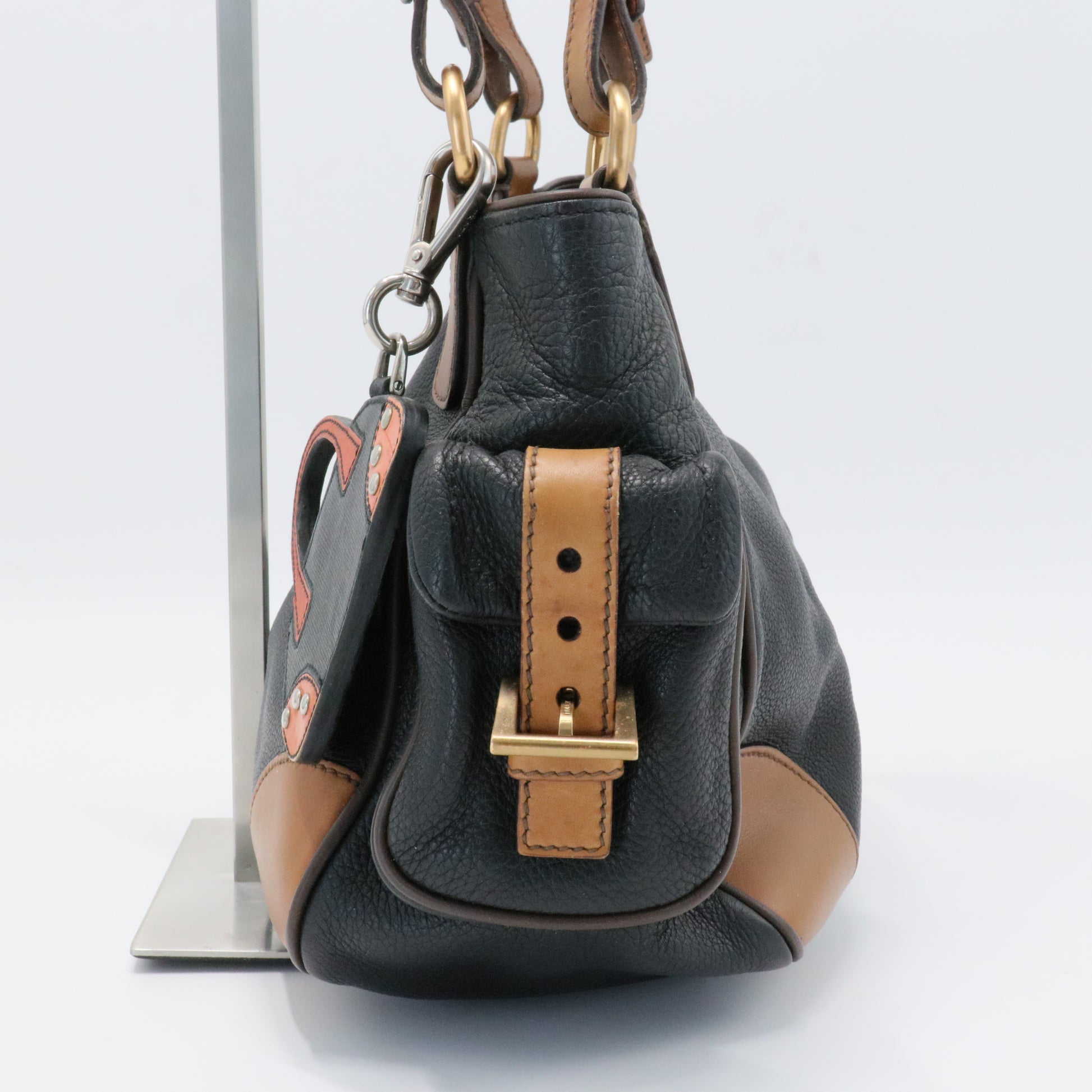 Black/Brown Leather Satchel