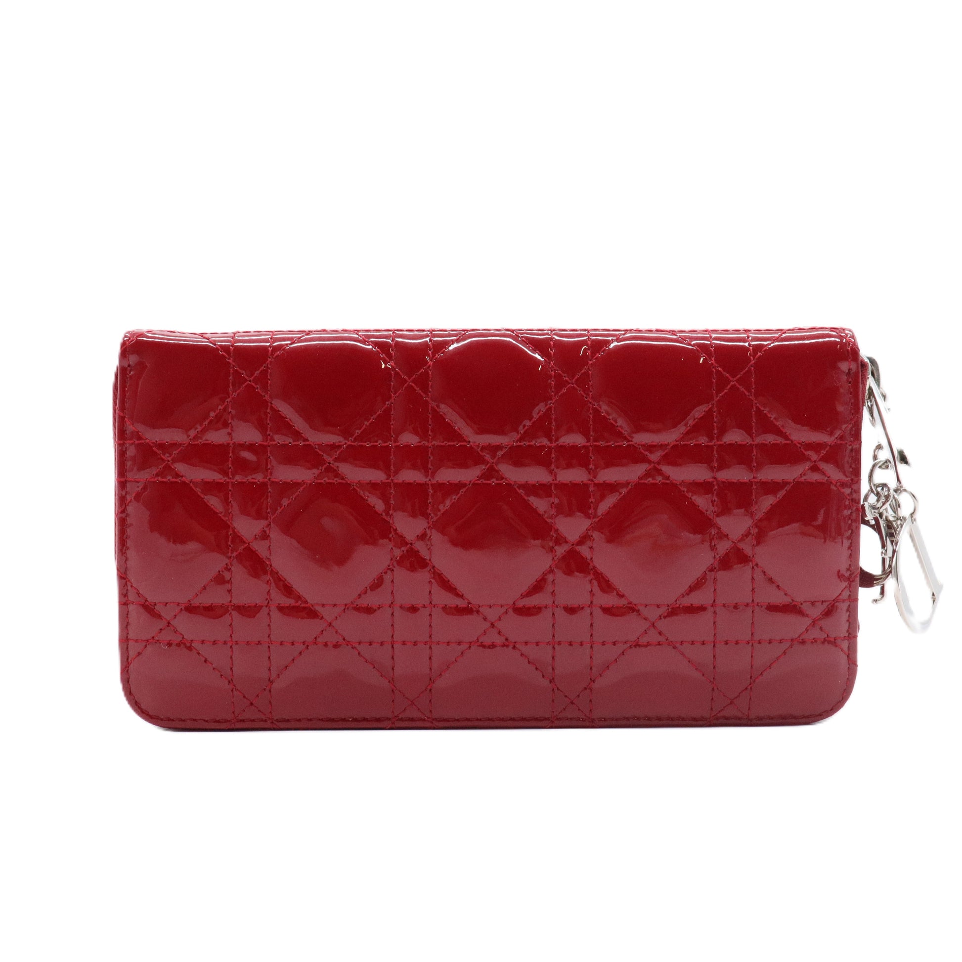 Patent Cannage Lady Dior Continental Wallet Red