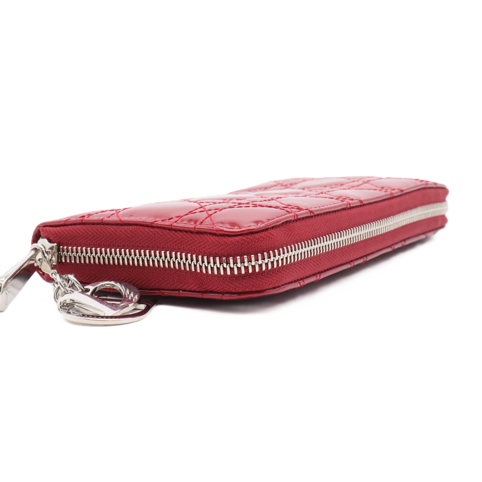 Patent Cannage Lady Dior Continental Wallet Red