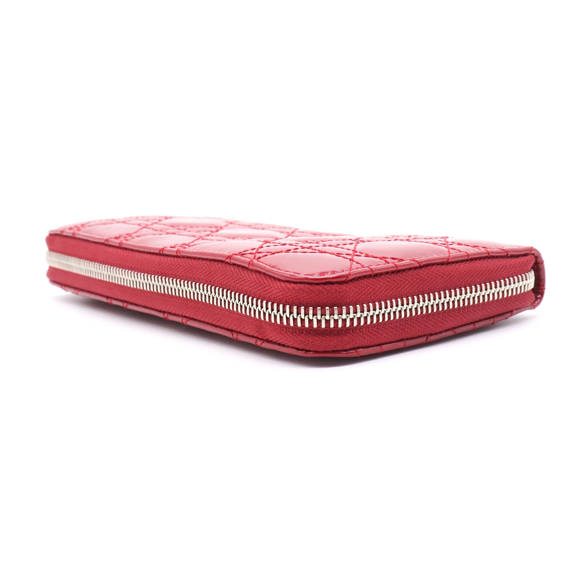 Patent Cannage Lady Dior Continental Wallet Red