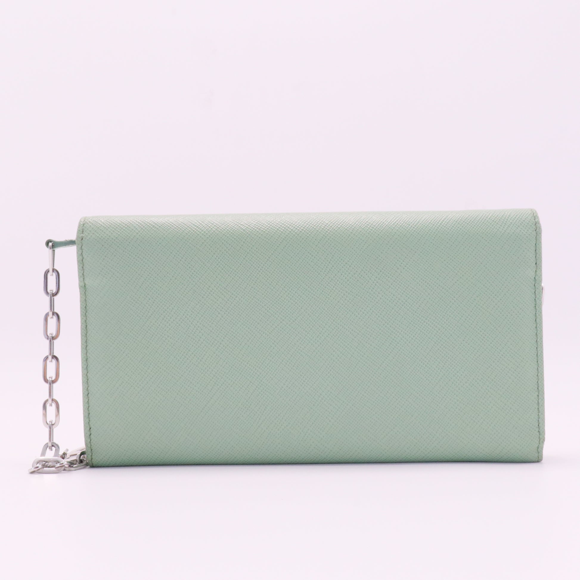Wallet on Chain Saffiano Leather with Metal Detail