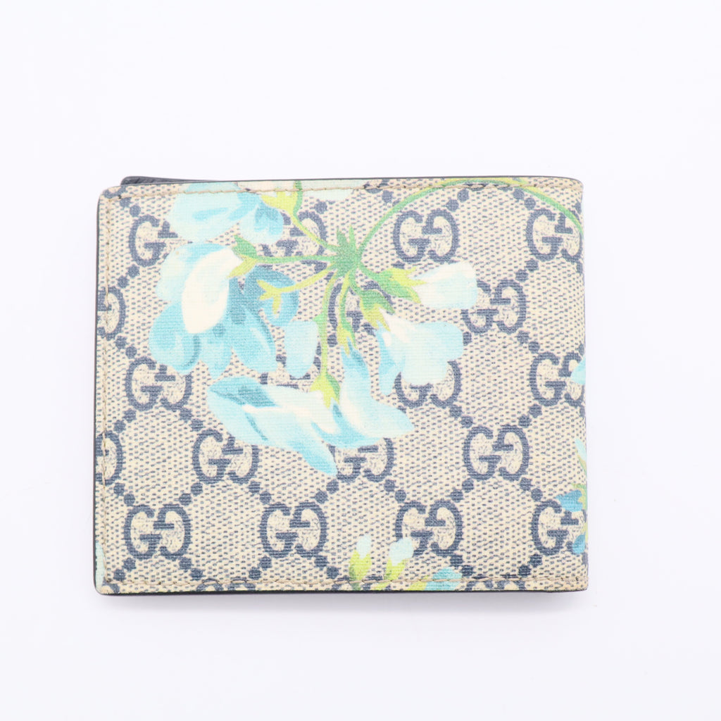 Blue GG Blooms Coated Canvas Card Case Wallet W20674