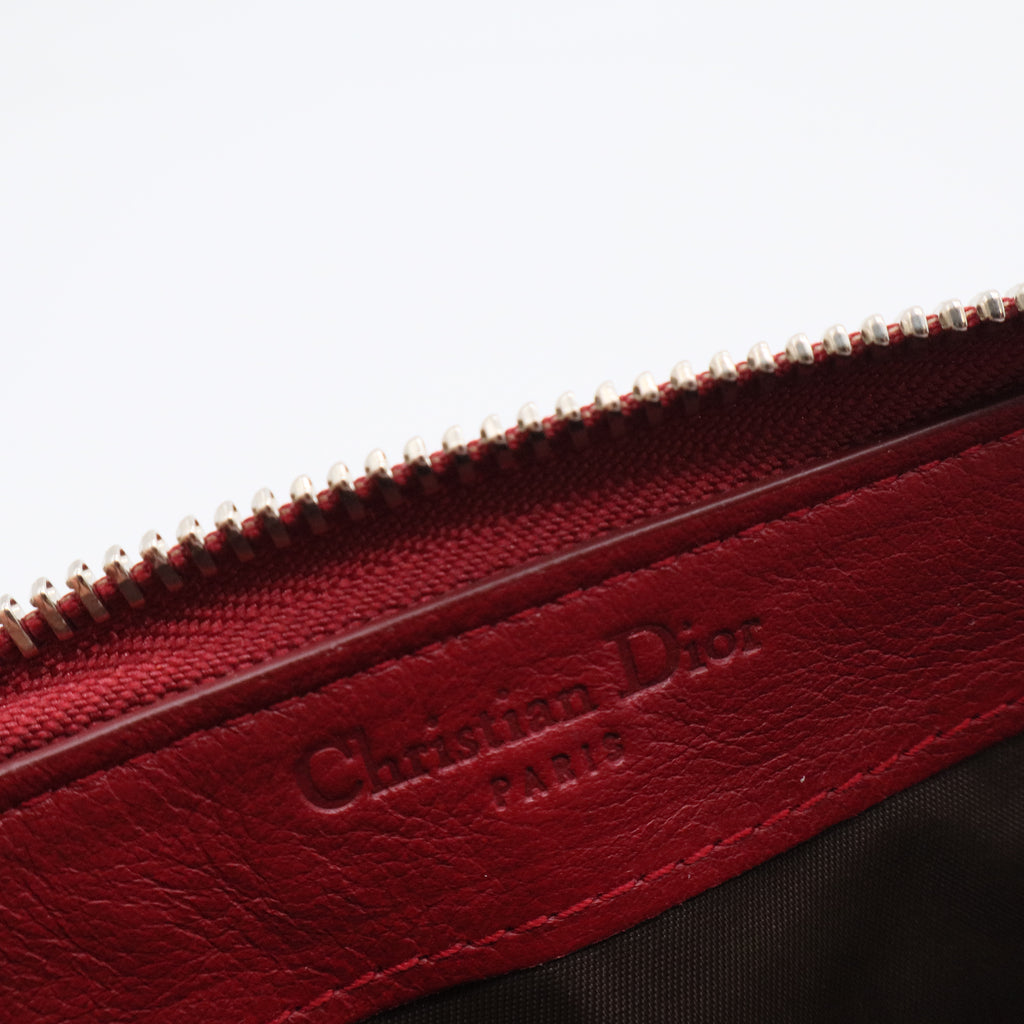 Patent Cannage Lady Dior Continental Wallet Red