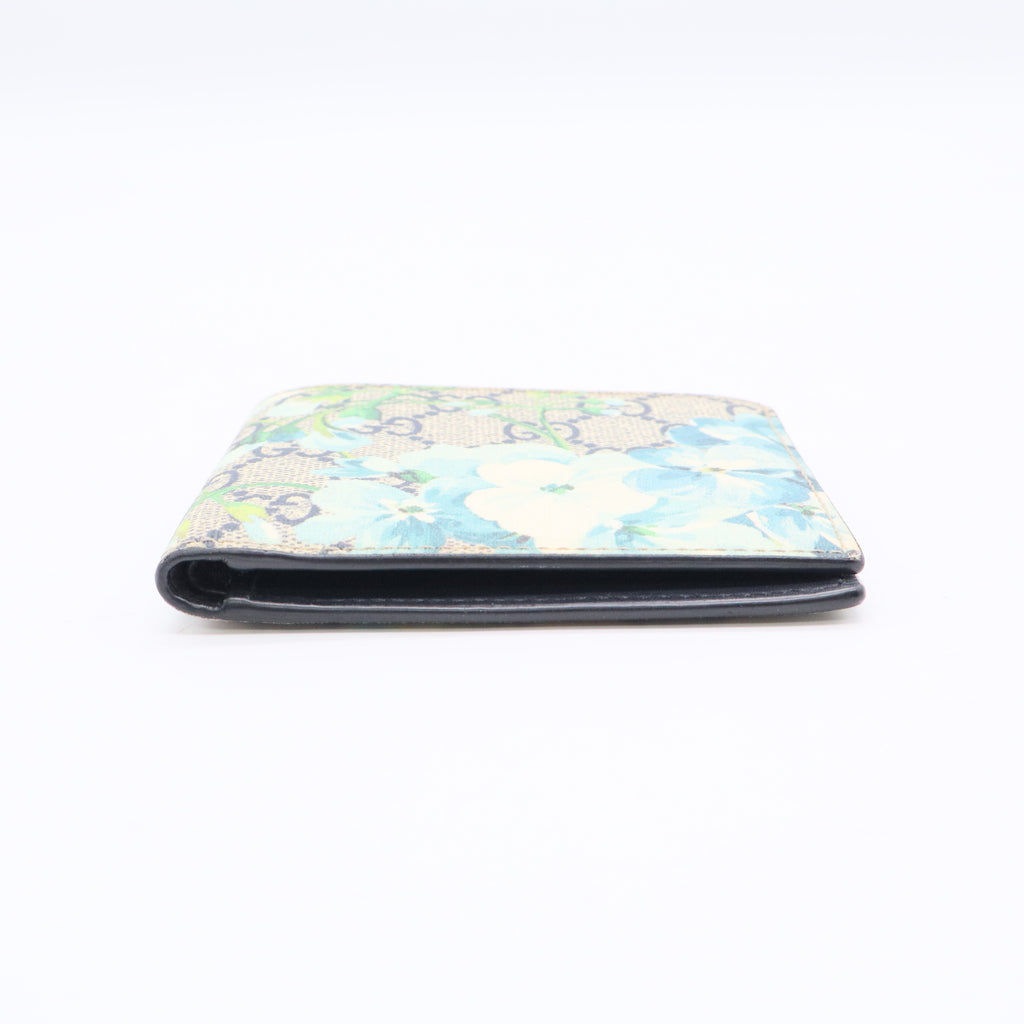 Blue GG Blooms Coated Canvas Card Case Wallet W20674