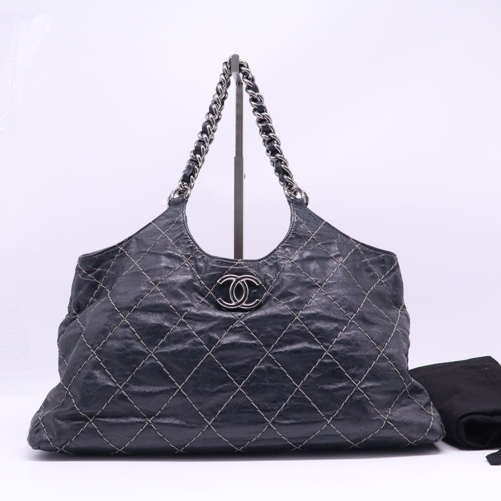 Chanel Stitched Quilted Leather Large Chain Handle Tote Bag twins LDJ4022