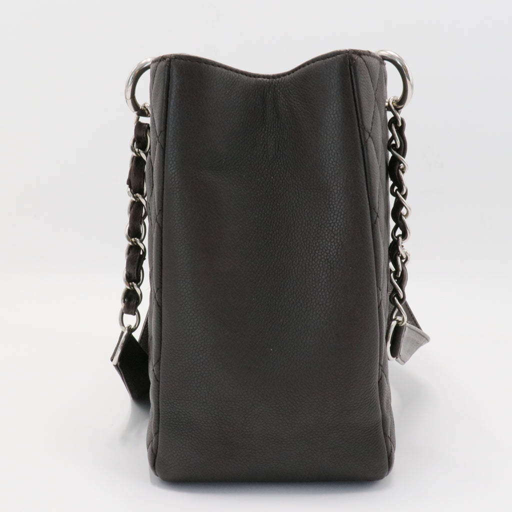 Caviar Quilted Grand Shopping Tote GST Dark Brown
