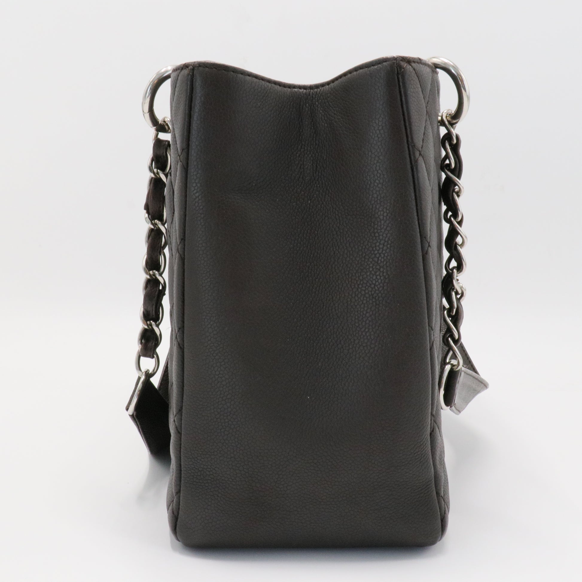 Caviar Quilted Grand Shopping Tote GST Dark Brown