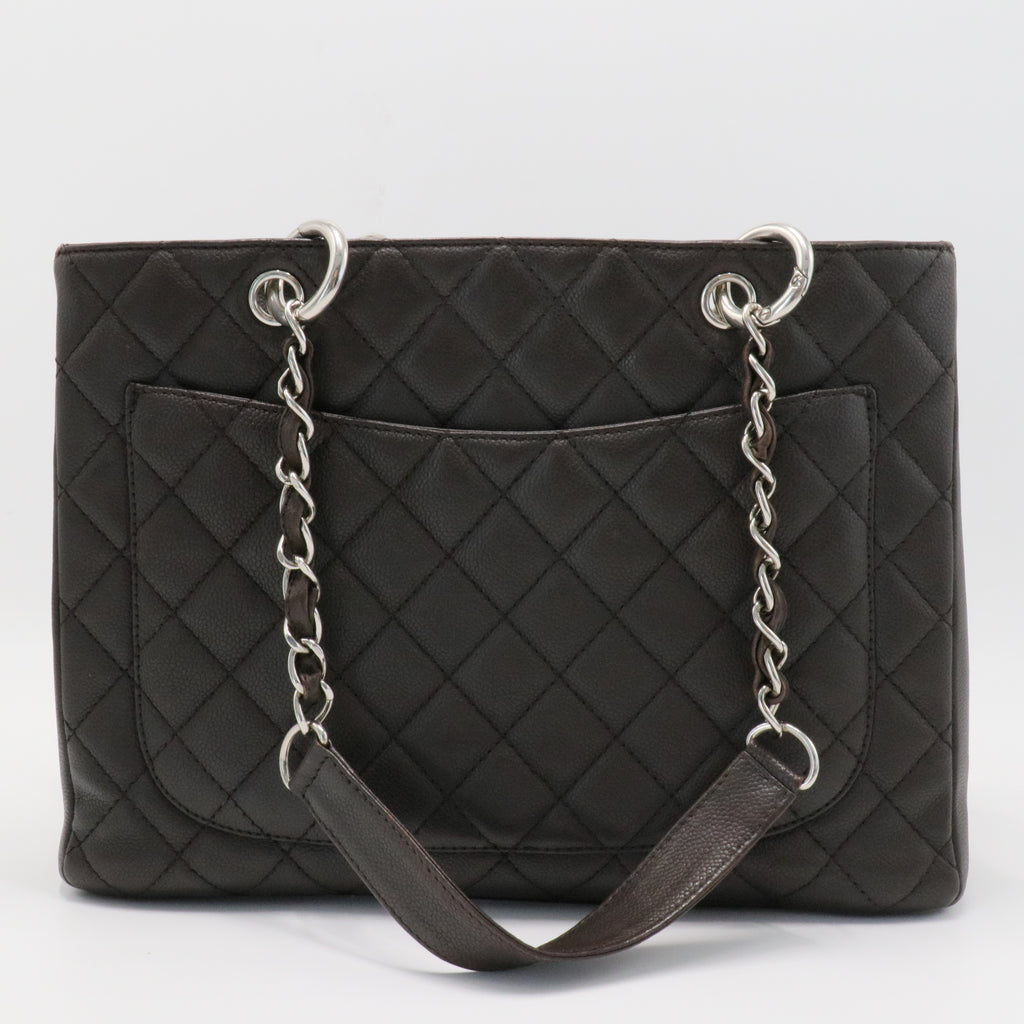 Caviar Quilted Grand Shopping Tote GST Dark Brown