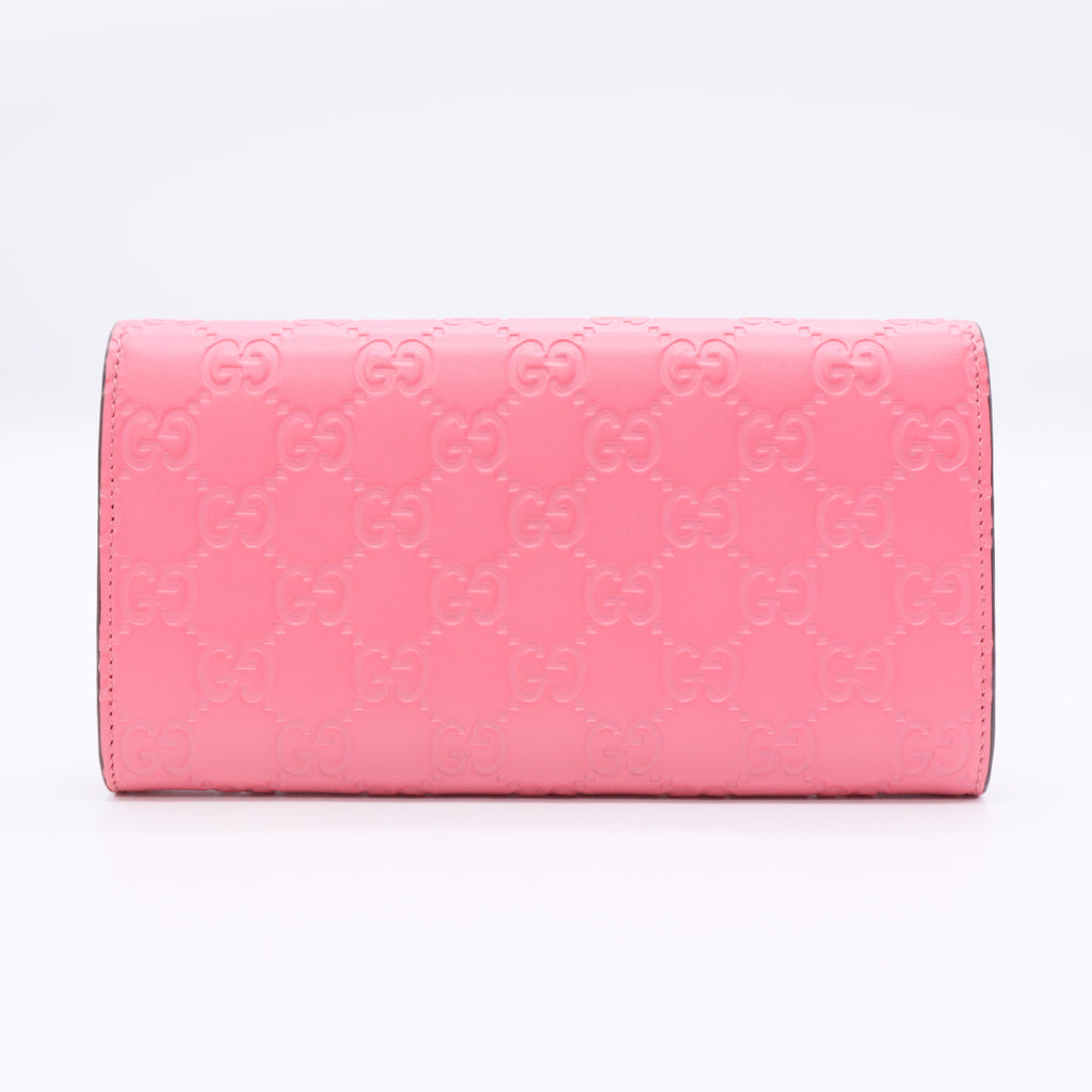 Pink Guccissima Leather Mayfair Bow Continental Flap Wallet W20677